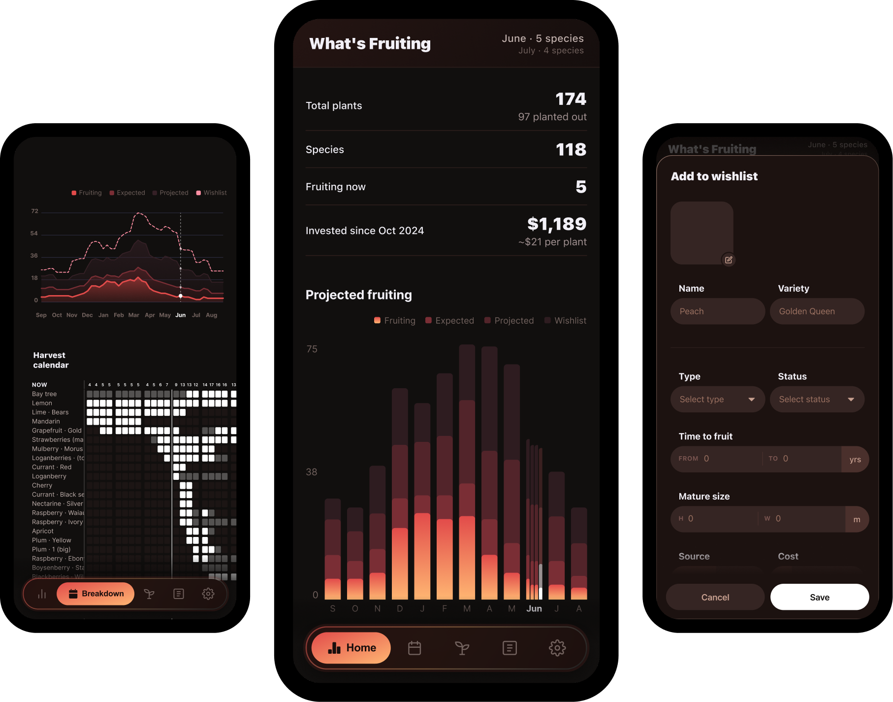 What's Fruiting app screens